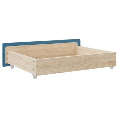 vidaXL Bedlades 2 st bewerkt hout en fluweel blauw