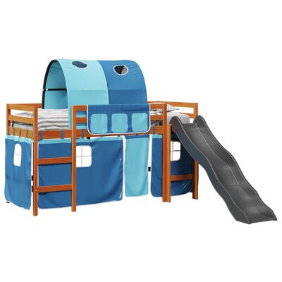 vidaXL Kinderhoogslaper met tunnel 80x200 cm massief grenenhout blauw