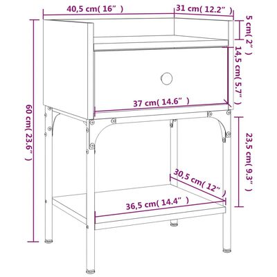 vidaXL Nachtkastjes 2 st 40,5x31x60 cm bewerkt hout zwart