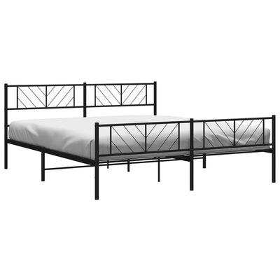 vidaXL Bedframe met hoofd- en voeteneinde metaal zwart 200x200 cm