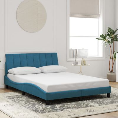 vidaXL Bedframe met hoofdeinde fluweel blauw 140x190 cm