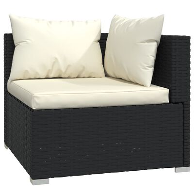 vidaXL 10-delige Loungeset met kussens poly rattan zwart