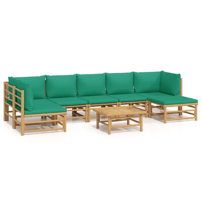 vidaXL 8-delige Loungeset met kussens bamboe groen