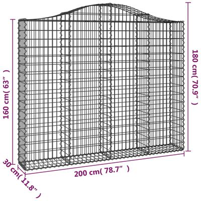 vidaXL Schanskorven 8 st gewelfd 200x30x160/180 cm ijzer