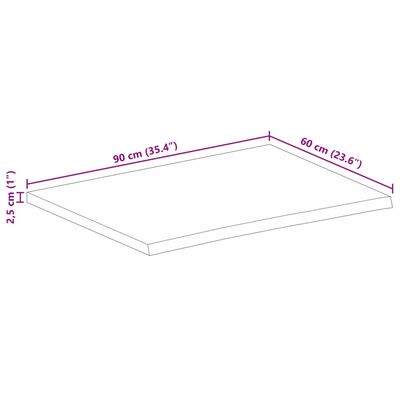 vidaXL Tafelblad met natuurlijke rand 90x60x2,5 cm massief mangohout