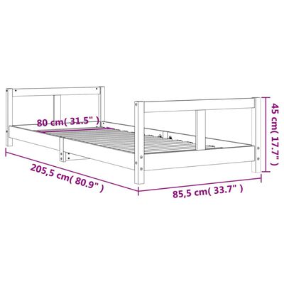 vidaXL Kinderbedframe 80x200 cm massief grenenhout zwart