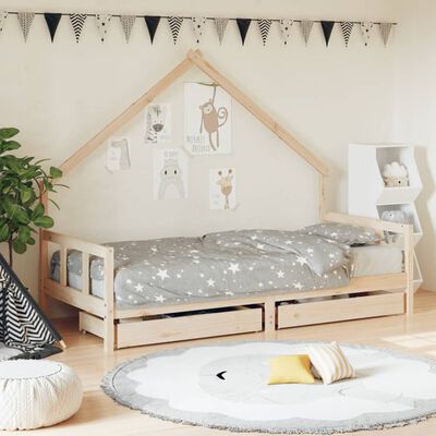 vidaXL Kinderbedframe met lades 90x190 cm massief grenenhout