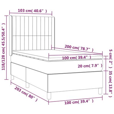 vidaXL Boxspring met matras en LED fluweel roze 100x200 cm