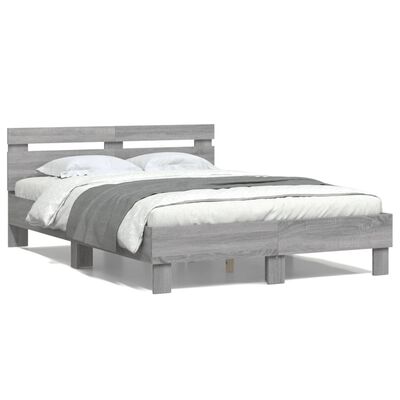 vidaXL Bedframe met hoofdeinde bewerkt hout grijs sonoma 120x200 cm