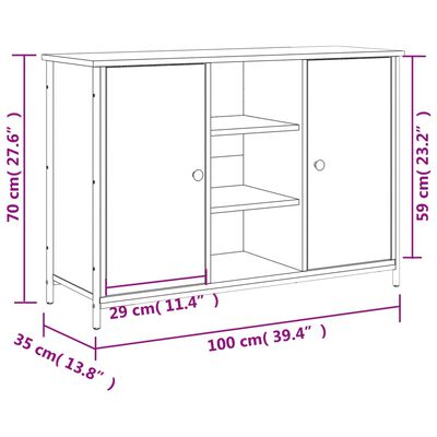 vidaXL Dressoir 100x35x70 cm bewerkt hout sonoma eikenkleurig