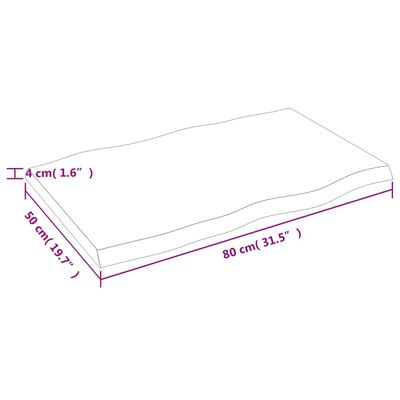 vidaXL Tafelblad natuurlijke rand 80x50x(2-4) cm massief eikenhout