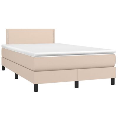 vidaXL Boxspring met matras kunstleer cappuccinokleurig 120x200 cm