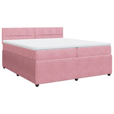 vidaXL Boxspring met matras fluweel roze 200x200 cm