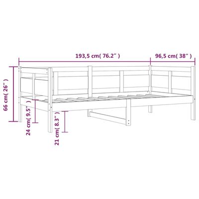 vidaXL Slaapbank massief grenenhout honingbruin 90x190 cm