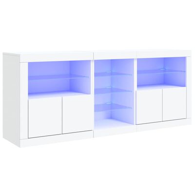 vidaXL Dressoir met LED-verlichting 162x37x67 cm wit