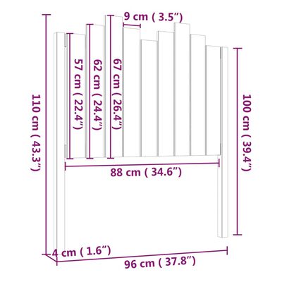 vidaXL Hoofdbord 96x4x110 cm massief grenenhout wit