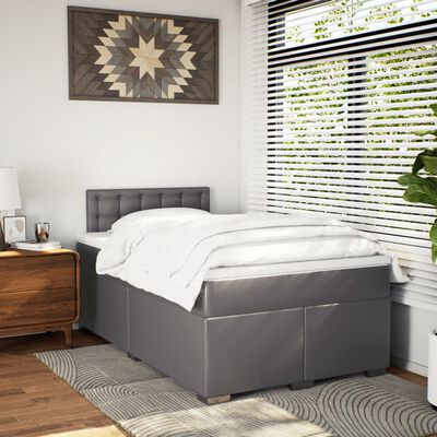 vidaXL Boxspring met matras kunstleer grijs 120x190 cm