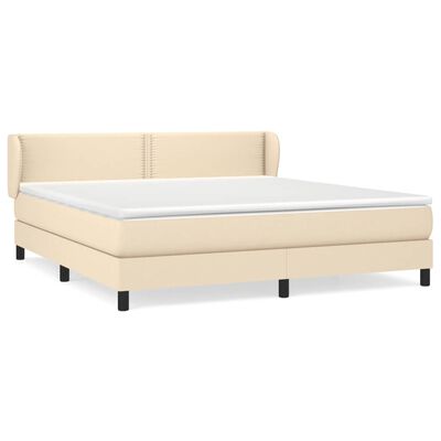 vidaXL Boxspring met matras stof crèmekleurig 160x200 cm