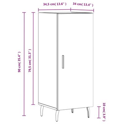 vidaXL Dressoir 34,5x34x90 cm bewerkt hout hoogglans wit