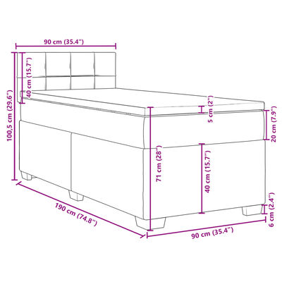 vidaXL Boxspring met matras fluweel donkergrijs 1-persoons (alleen AU)