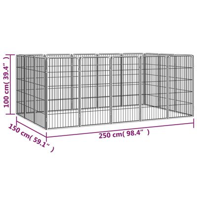 vidaXL Hondenkennel 16 panelen 50 x 100 cm gepoedercoat staal zwart