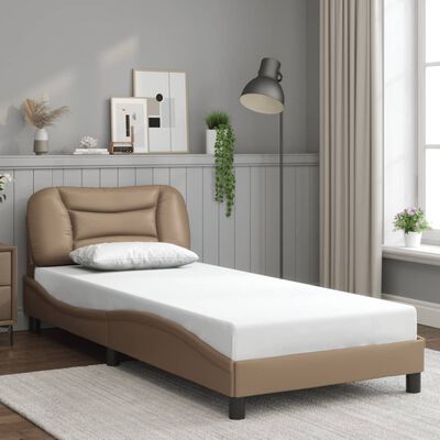 vidaXL Bedframe met hoofdbord kunstleer cappucinnokleurig 80x200 cm