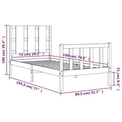 vidaXL Bedframe met hoofdbord massief hout