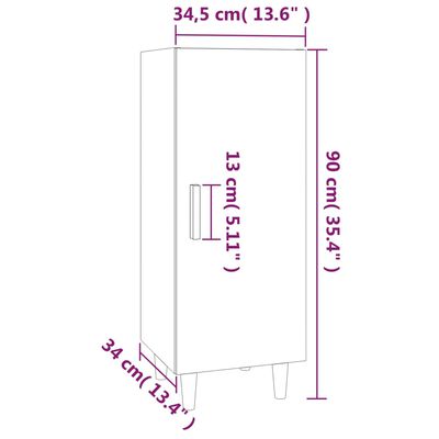 vidaXL Dressoir 34,5x34x90 cm bewerkt hout zwart