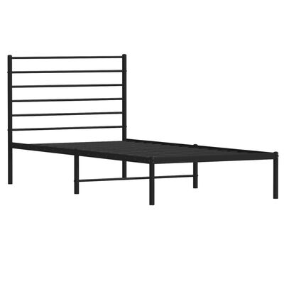 vidaXL Bedframe met hoofdbord metaal zwart 90x190 cm