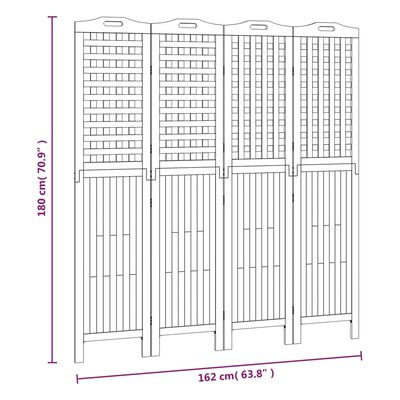 vidaXL Kamerscherm met 4 panelen 162x2x180 cm massief acaciahout