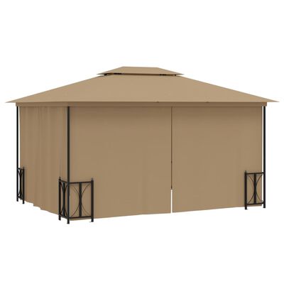 vidaXL Prieel met zijwanden en dubbel dak 3x4 m taupe