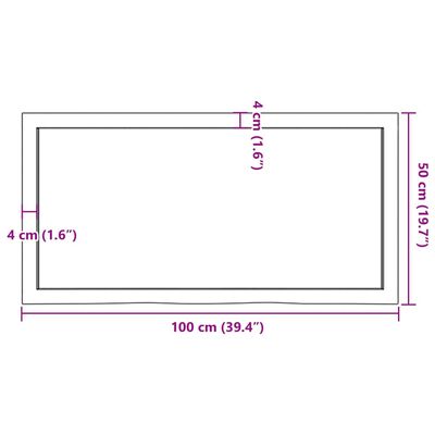 vidaXL Wastafelblad 100x50x(2-4) cm behandeld massief hout donkerbruin