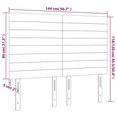 vidaXL Hoofdbord LED 144x5x118/128 cm stof donkerbruin