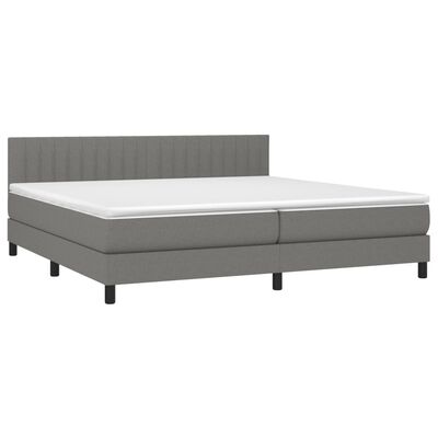 vidaXL Boxspring met matras stof donkergrijs 200x200 cm