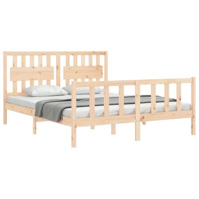 vidaXL Bedframe met hoofdbord massief hout 160x200 cm