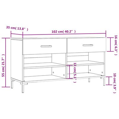 vidaXL Schoenenbank 102x35x55 cm bewerkt hout sonoma eikenkleurig