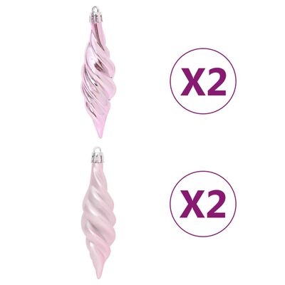 vidaXL 65-delige Kerstballenset roze/rood/wit