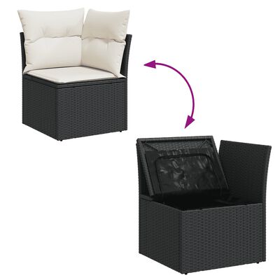 vidaXL 7-delige Loungeset met kussens poly rattan zwart