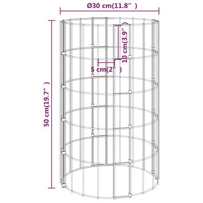 vidaXL Gabion plantenbakken 3 st rond verhoogd Ø30x50 cm staal