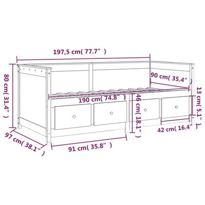 vidaXL Slaapbank zonder matras 90x190 cm massief grenenhout wit