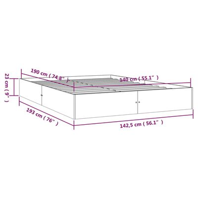 vidaXL Bedframe massief hout wit 140x190 cm