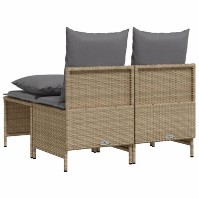 vidaXL 4-delige Loungeset met kussens poly rattan beige