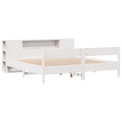 vidaXL Bed met boekenkast zonder matras grenenhout wit 180x200 cm