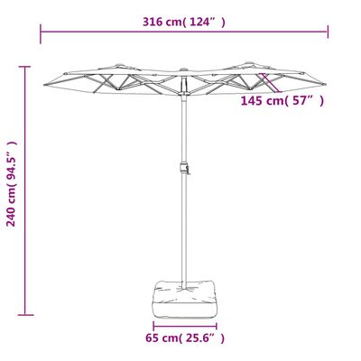 vidaXL Parasol dubbel dak 316x240 cm terracottakleurig