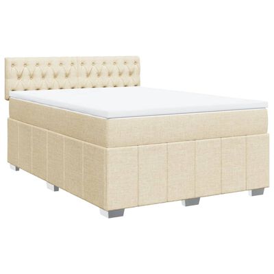 vidaXL Boxspring met matras stof crèmekleurig 140x190 cm