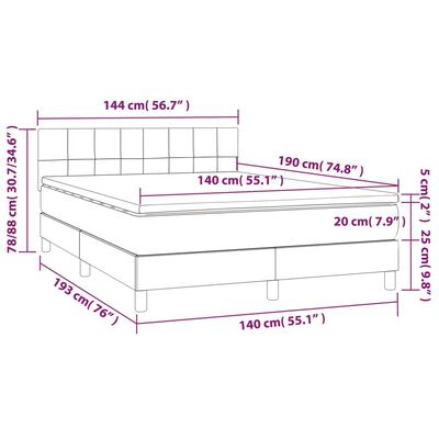 vidaXL Boxspring met matras fluweel donkerblauw 140x190 cm