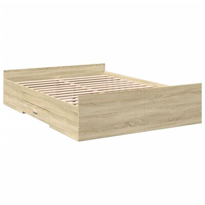 vidaXL Bedframe met lades bewerkt hout sonoma eikenkleurig 120x200 cm