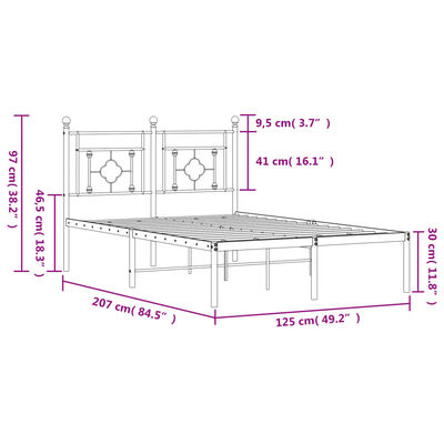 vidaXL Bedframe met hoofdbord metaal zwart 120x200 cm