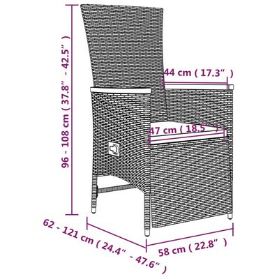 vidaXL 7-delige Tuinset met kussens poly rattan grijs