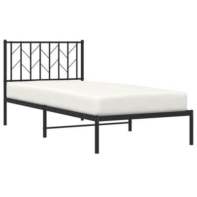 vidaXL Bedframe met hoofdbord metaal zwart 90x200 cm